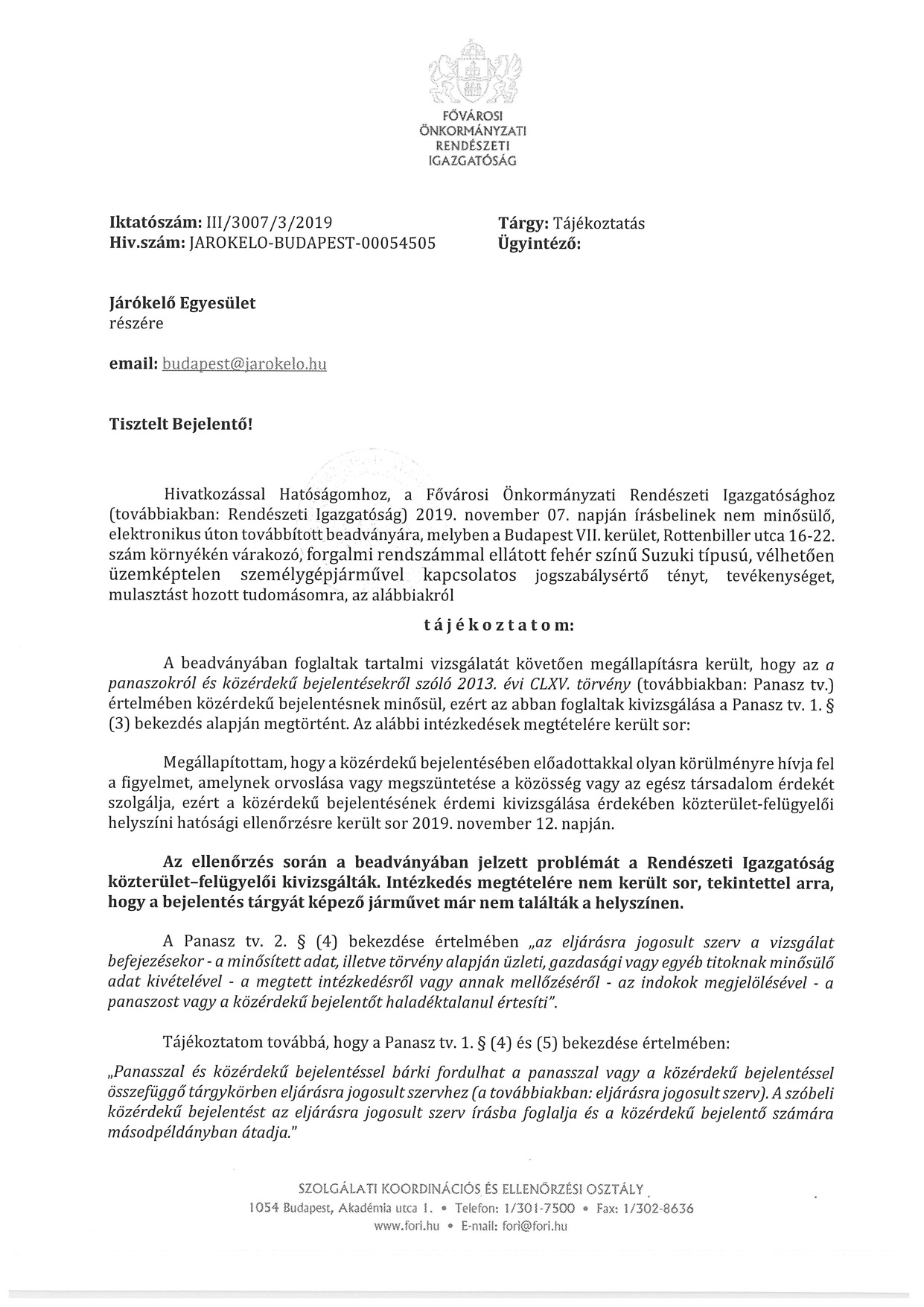 Példa hosszú, jogszabályokra hivatkozó, nehezen értelmezhető levélre.