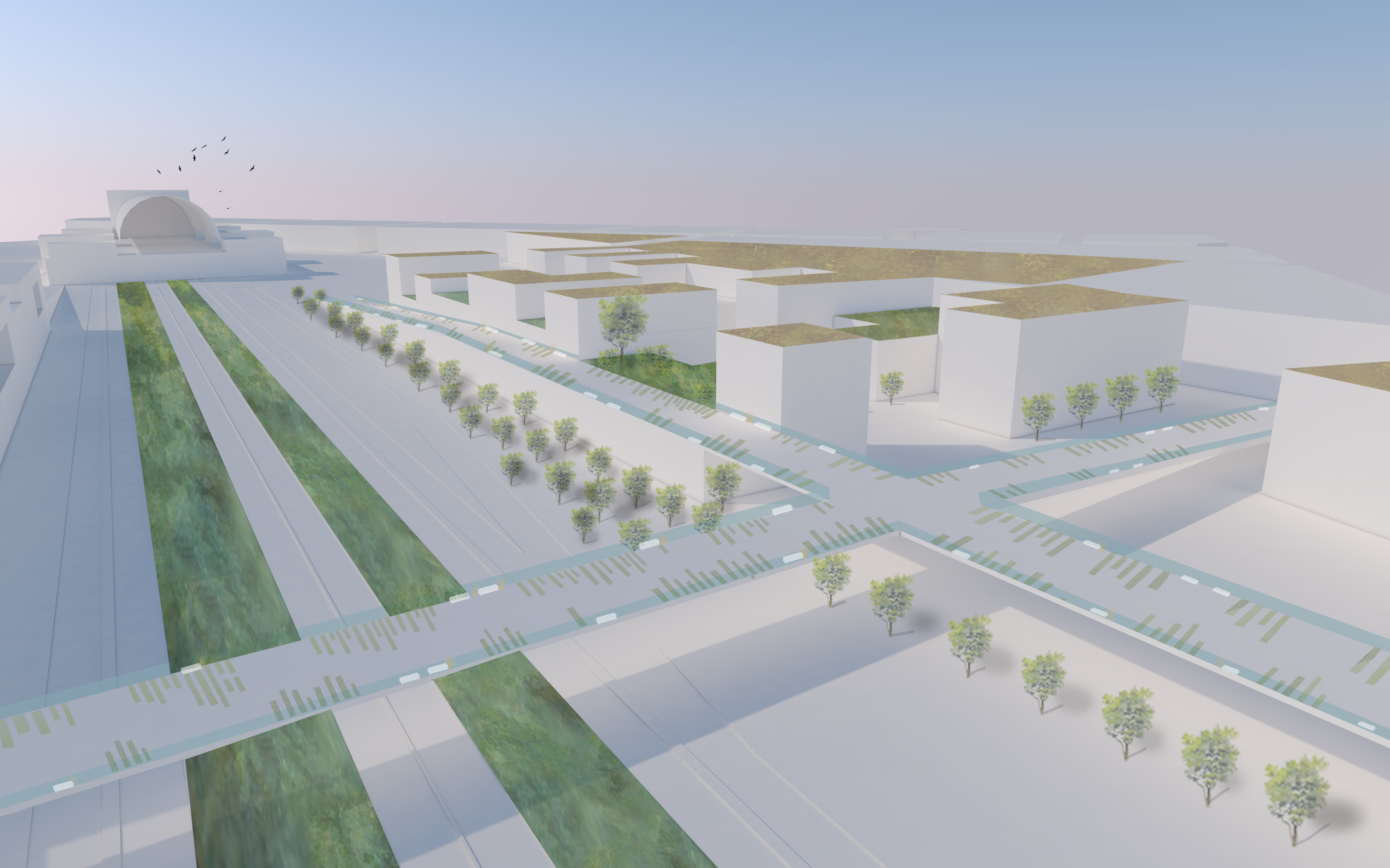 A környéken felszabaduló rozsdaövezet felszámolásával a város új területeket kaphat, melyeken lakóépületek és irodaházak épülhetnek jó közlekedési kapcsolattal.